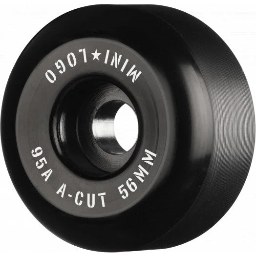 Custom Skateboard Wheels with High-Pop Features for Air Tricks-Mini Logo - Skateboard Wheels A-cut "2" 56mm 95a Black