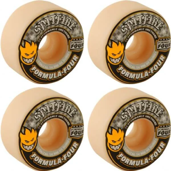 Custom Skateboard Wheels with Extra Softness for Rough Surfaces-Spitfire Formula Four Skateboard Wheels (54mm/99A)