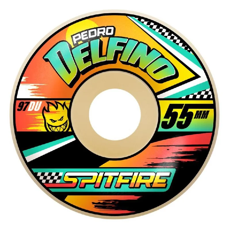 Custom Skateboard Wheels with Multiple Color Options-Spitfire Skateboard Wheels F4 97 Pedro Turbo Radial - Multi