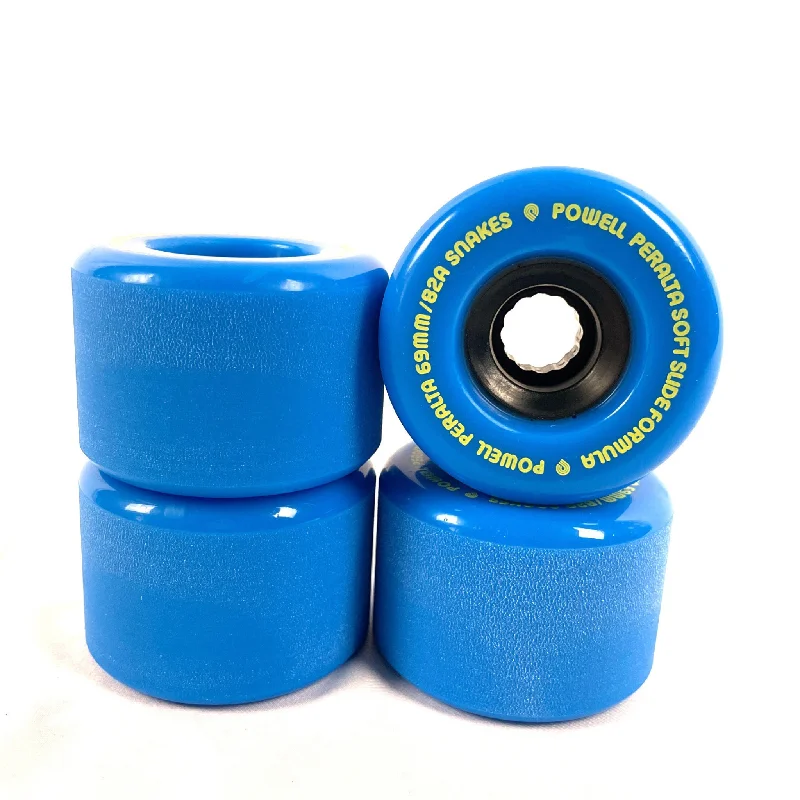 Custom Skateboard Wheels for Lightweight Performance and Speed-Powell Peralta Snakes Skateboard Wheels 69mm 82A 4pk Blue