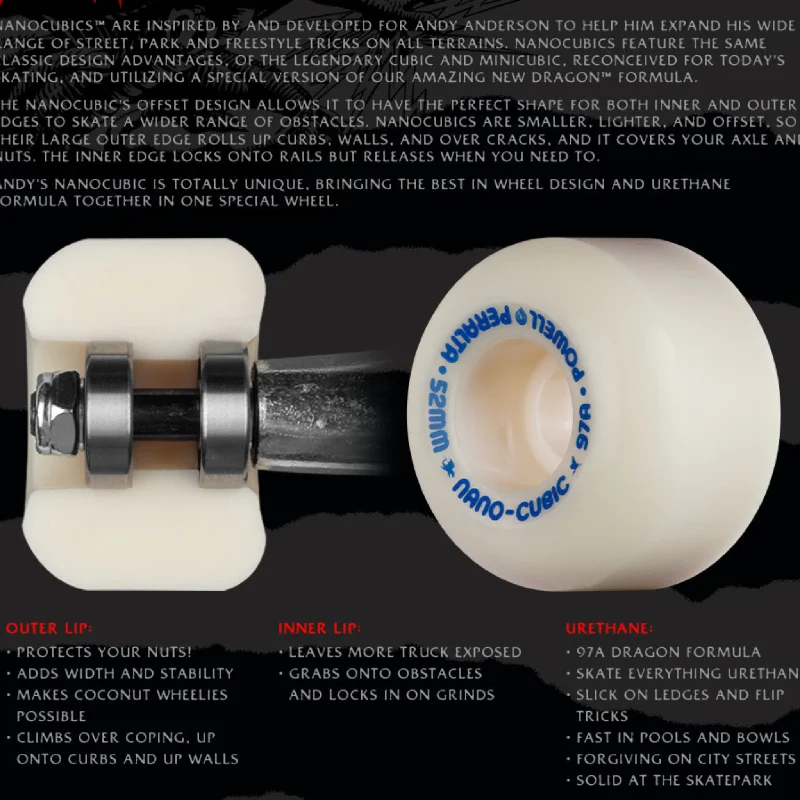 Custom Skateboard Wheels for Stable Riding at High-Speed Skating-Powell Peralta Andy Anderson Nano-Cubic