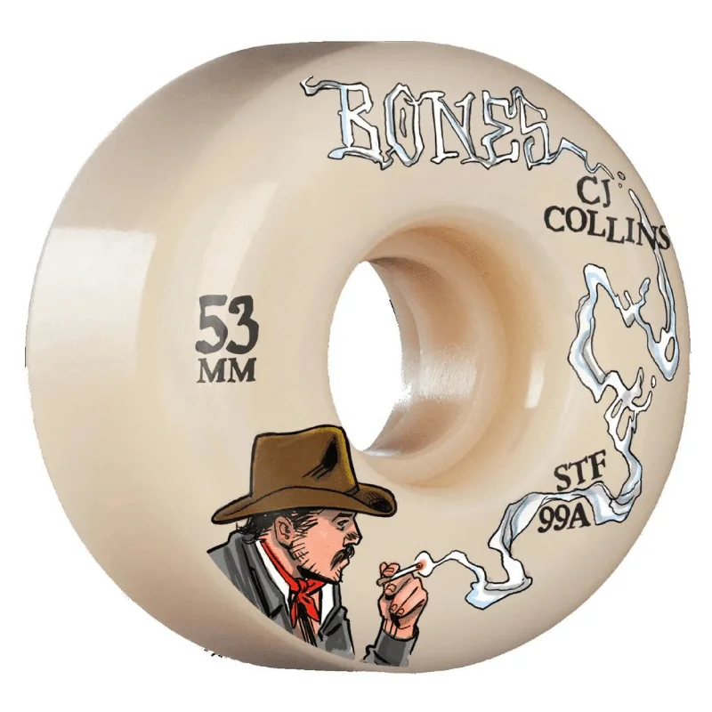 Custom Skateboard Wheels for Park and Street Dominance-Bones STF Collins Cowboy Up 99A V2 Skateboard Wheels, 52mm