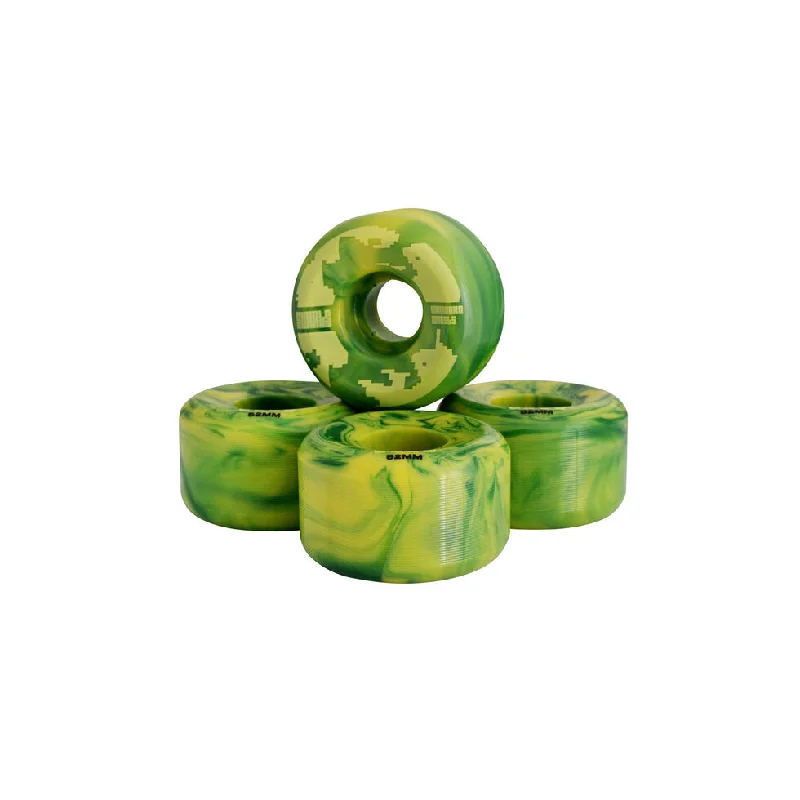 Custom Skateboard Wheels for Maximum Durability-Wayward Wheels - Green/Yellow Swirl 52mm 83B