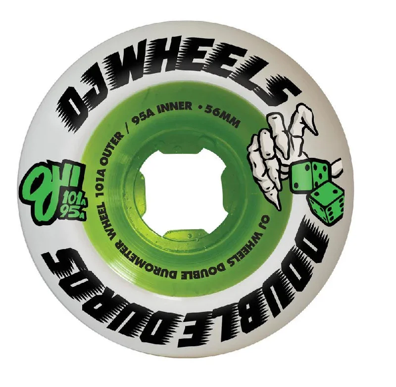 Custom Skateboard Wheels for Maximum Precision in Speed-OJ Double Duro Skateboard wheels Double Duro 101a/95a White/Green 56mm