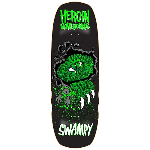 Custom Skateboard Deck for Better Air Control During Jumps-Heroin 10.5 Swampy Alligator Shovel Deck