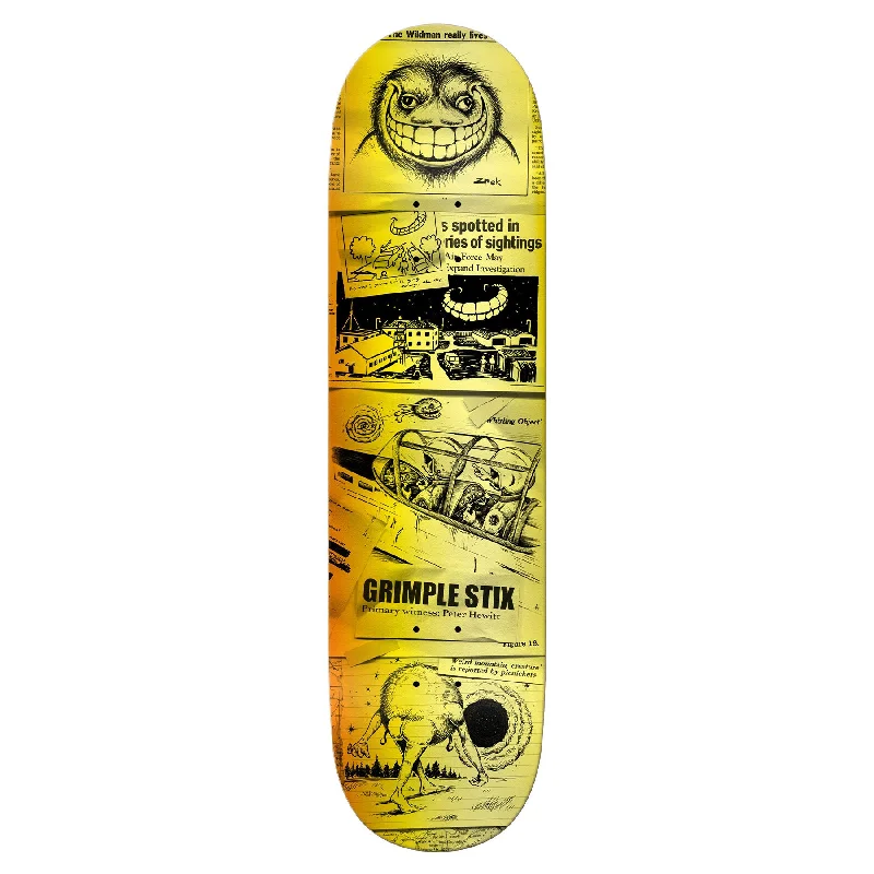 Custom Skateboard Deck with Clean and Simple Graphic Design-Antihero Hewitt Grimplestix Sightings Deck 8.38"