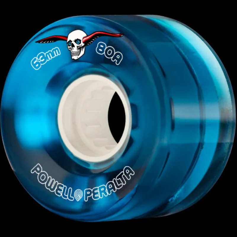 Custom Skateboard Wheels for Park Skating and Performance-Powell Peralta Clear Cruiser Skateboard Wheels Blue 59mm 80a