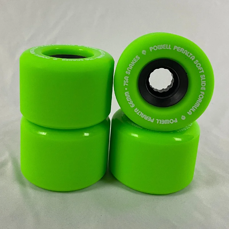 Custom Skateboard Wheels with High-Pop Features for Air Tricks-Powell Peralta Snakes Skateboard Wheels 66mm 75a 4pk Green