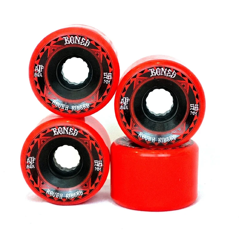 Custom Skateboard Wheels for a Comfortable Ride on Rough Terrain-Bones Rough Riders Skateboard Wheels 56mm 80a - Red