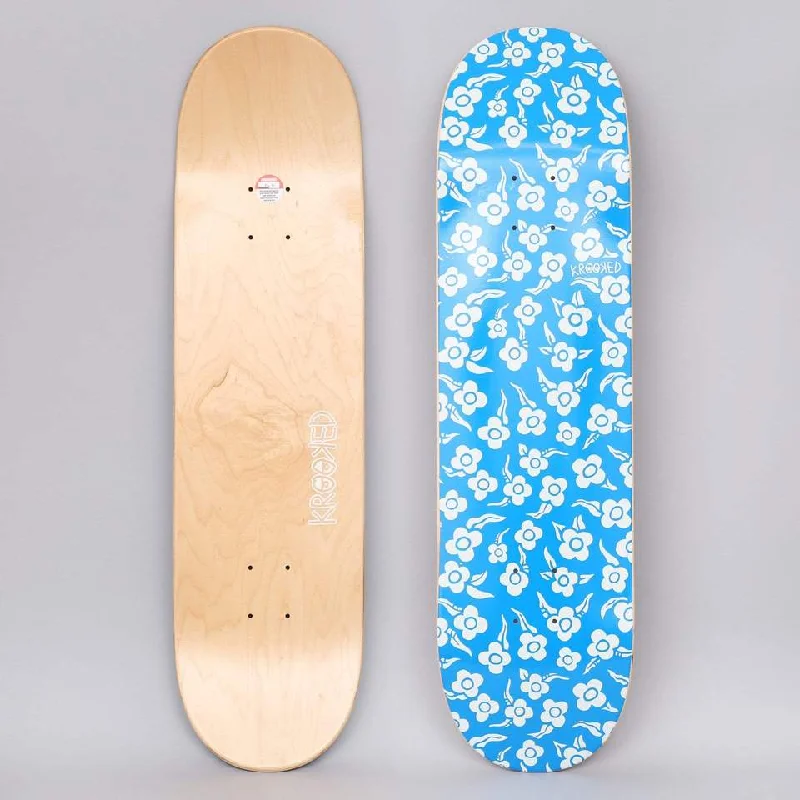 Custom Skateboard Deck for Improved Tail Whips-Krooked Pp Deck Flowers Blue 8.25 In