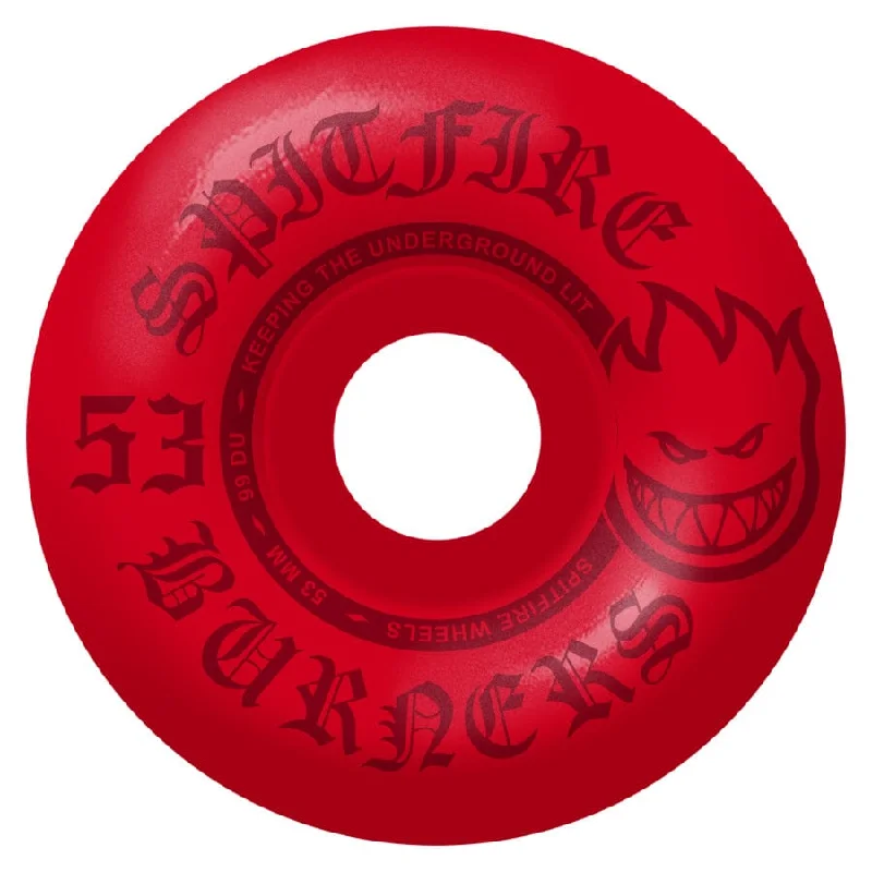 Custom Skateboard Wheels for Aggressive Downhill Riding-SPITFIRE Burner Red 53mm Skateboard Wheels