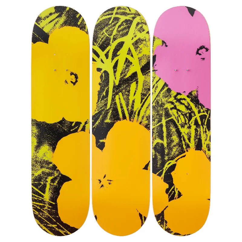 Custom Skateboard Deck with Modern Graphics-Flowers (Lime/Orange) Skateboard Decks after Andy Warhol