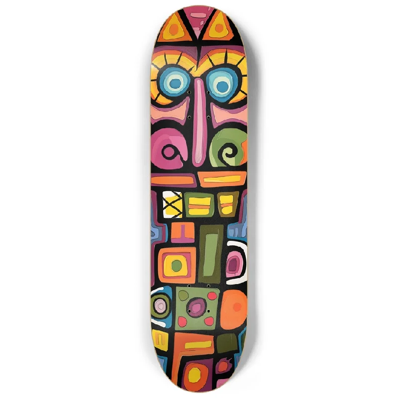 Custom Skateboard Deck for Boosting Kickflip Performance-Colorful Tikiman Pop Art 8.25" Skateboard or Wall Art