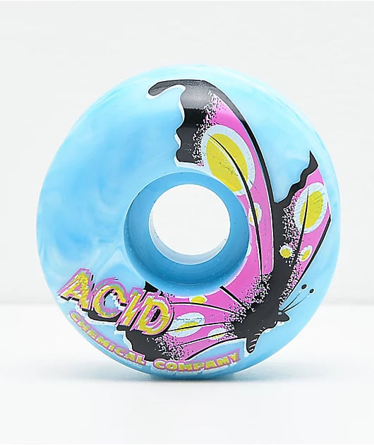 Custom Skateboard Wheels with Optimal Hardness for Every Rider-ACID TYPE A SIDECUT BUTTERFLY 53mm 99a BLU-WHT