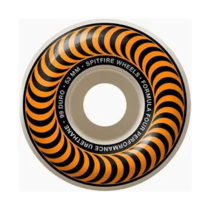 Custom Skateboard Wheels with High-Density Rubber for Maximum Traction-Spitfire Formula Four Classic Orange 53mm 99a