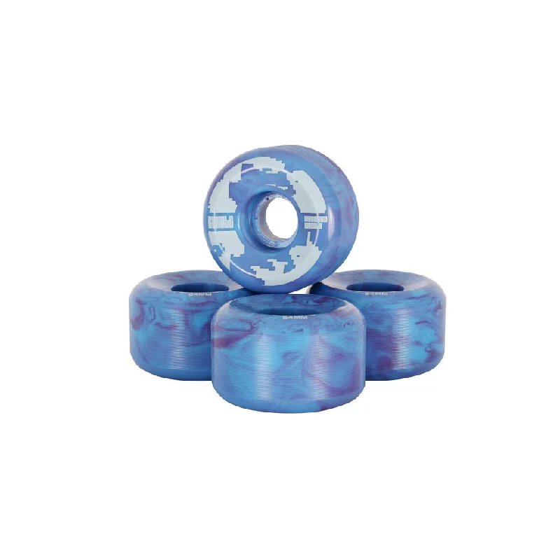 Custom Skateboard Wheels for Freestyle Skating-Wayward Wheels - Turquoise/Purple Swirl 54mm 83B