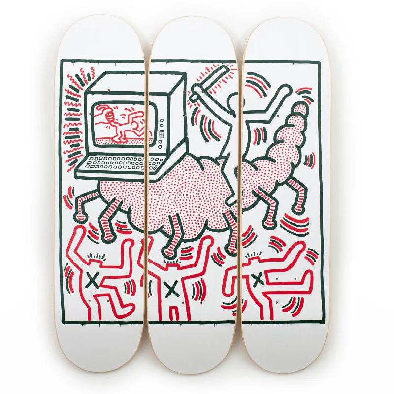 Custom Skateboard Deck for Aggressive Vert Skating-Untitled (Centipede) Skateboard Deck by Keith Haring