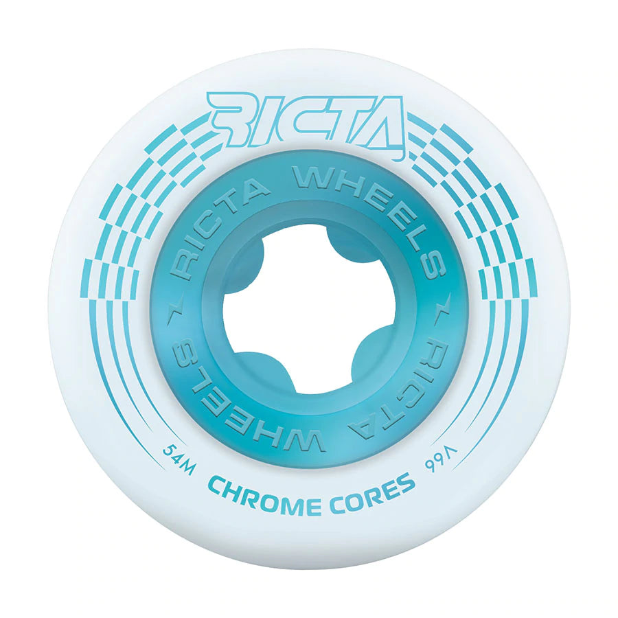 Custom Skateboard Wheels for Street Skating with Durability-RICTA CHROME CORE 54MM 99A WHT/TEAL