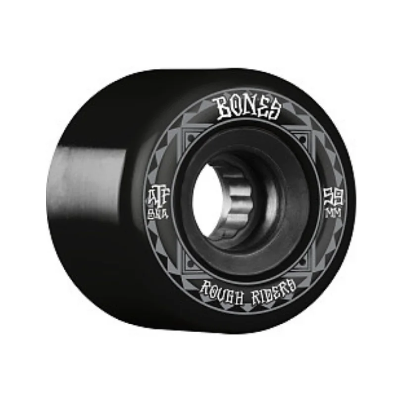 Custom Skateboard Wheels with Versatile Hardness for Tricks-Bones Rough Riders Skateboard Wheels 59mm 80a - Black