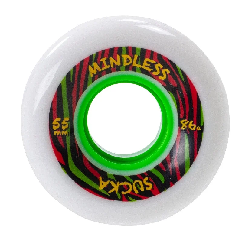 Custom Skateboard Wheels for High-End Performance and Durability-Mindless Sucka 55mm 86A Skateboard Wheels - White