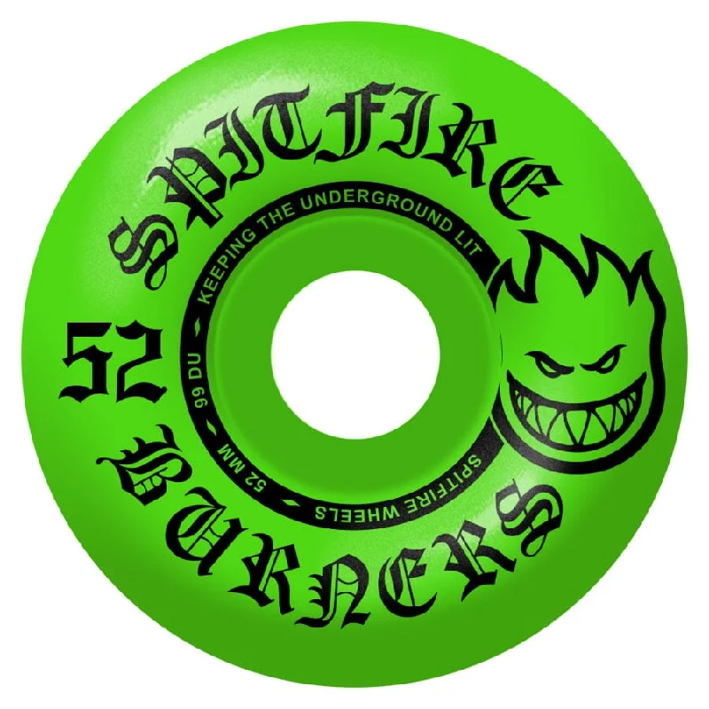 Custom Skateboard Wheels for Complete Control During Jumps-SPITFIRE Burner Green 52mm Skateboard Wheels