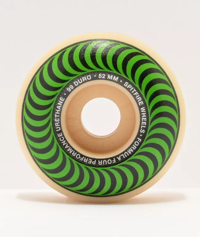 Custom Skateboard Wheels for Professional-Level Slide Control-Spit Fire- F4 99a CLASSIC SWIRL 52mm WHT W-GREEN