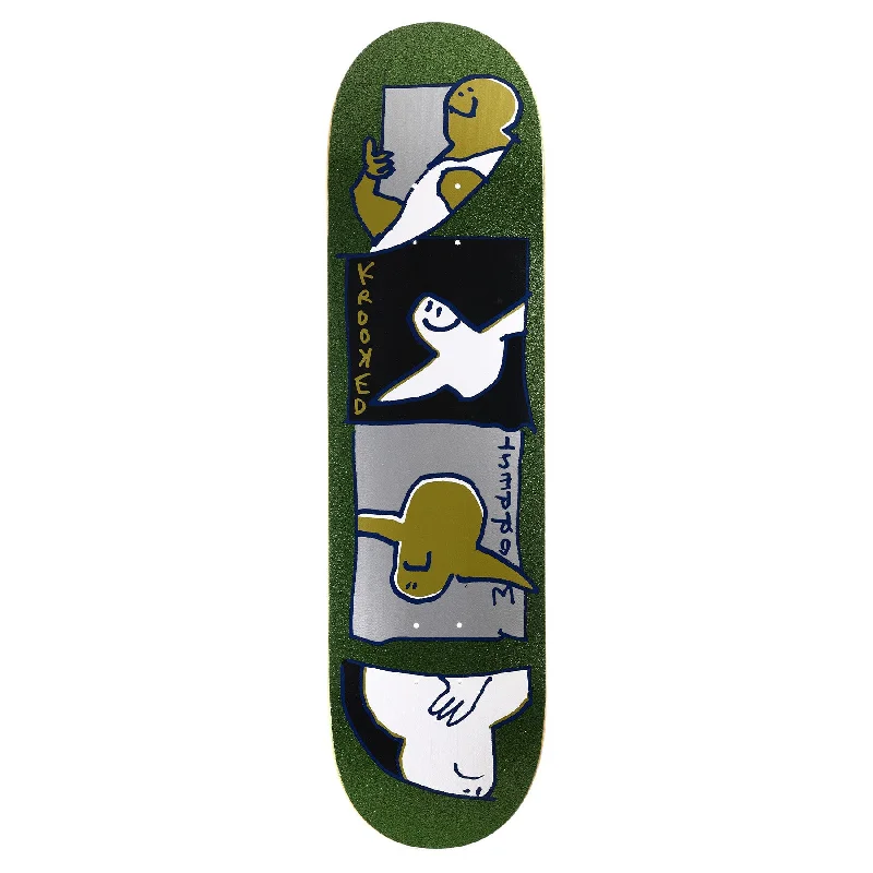 Custom Skateboard Deck for Increased Tail Control-Krooked Worrest Gold Burd Slick Deck 8.3"