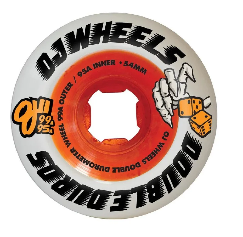 Custom Skateboard Wheels for Park and Ramp Skating-OJ Double Duro Skateboard Wheels Double Duro 101a/95a - White / Orange