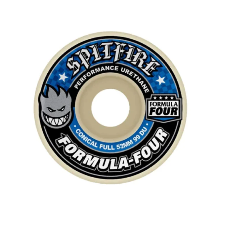 Custom Skateboard Wheels for Hybrid Performance between Speed and Tricks-53mm 99a Spitfire Formula Four Conical Full