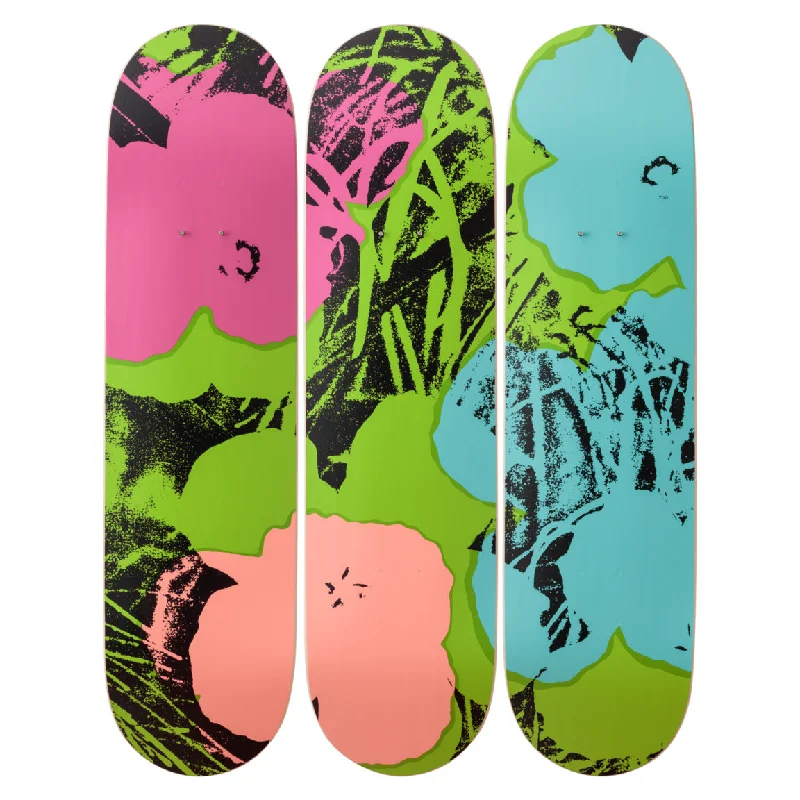 Custom Skateboard Deck with Durable Materials-Flowers (Green/Pink) Skateboard Decks after Andy Warhol