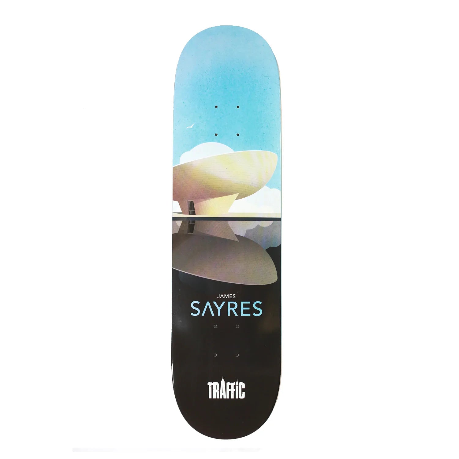 Custom Skateboard Deck with Lightweight Material for Easy Tricks-Traffic Skateboards James Sayres Cloud City Skateboard Deck