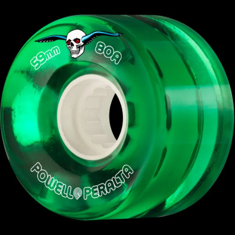 Custom Skateboard Wheels with Advanced Resin Material for Extra Grip-Powell Peralta Clear Cruiser Skateboard Wheel Green 59mm 80a