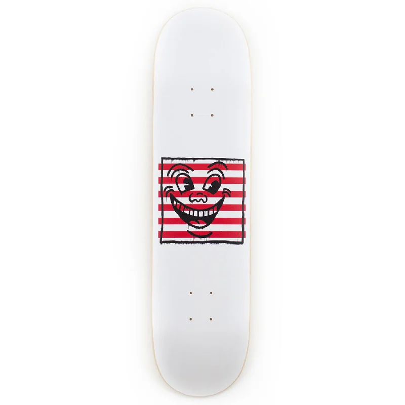 Custom Skateboard Deck for Casual Riders-Untitled (Smile on Stripes) Skateboard Deck by Keith Haring