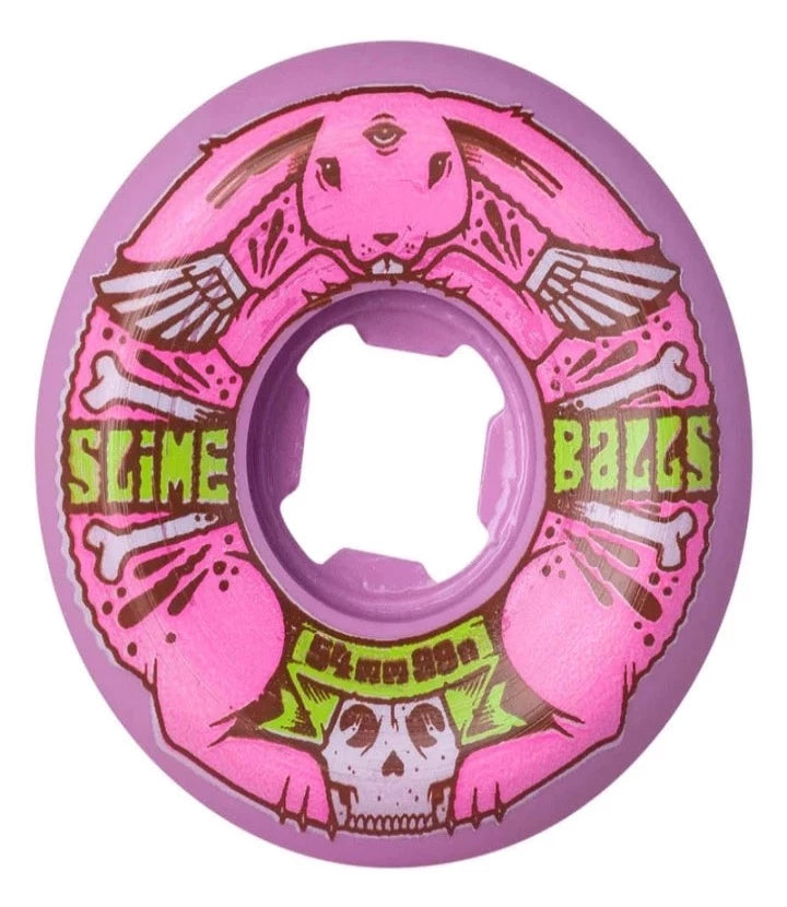 Custom Skateboard Wheels with Low Bounce for Extra Control-SLIME BALLS JEREMY FISH BUNNY 54MM 99A PURPLE