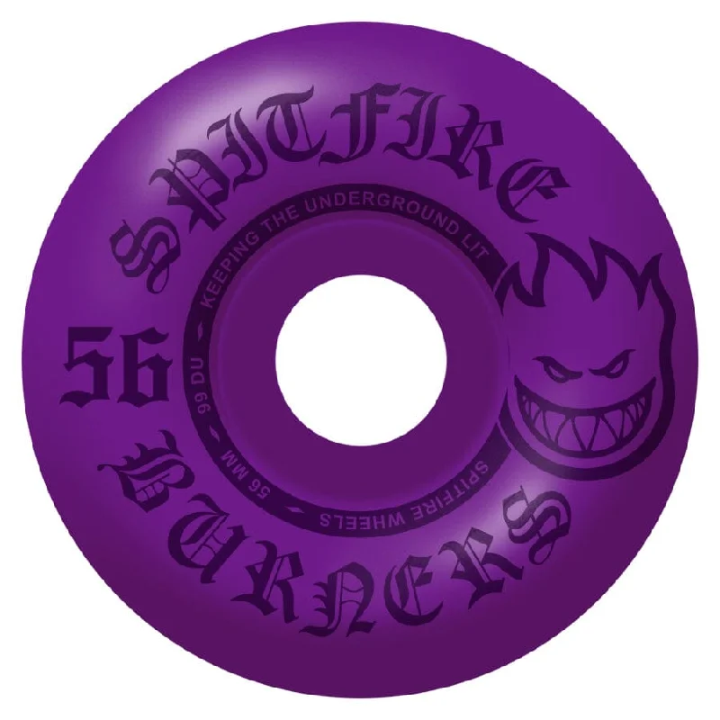 Custom Skateboard Wheels for Park Riders Seeking Smooth Ride-SPITFIRE Burner Purple 56mm Skateboard Wheels