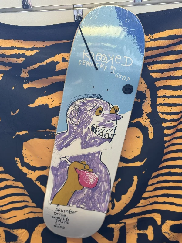 Custom Skateboard Deck with Raised Nose for Better Control-Krooked Cernicky Drumb Stick 8.25