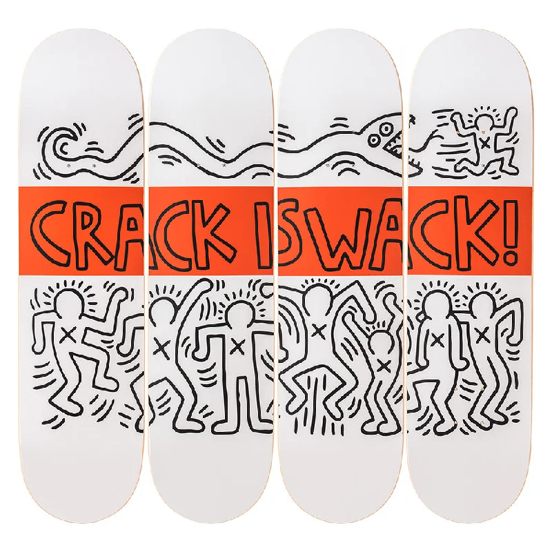 Custom Skateboard Deck with High-Performance Features-Crack is Whack by Keith Haring