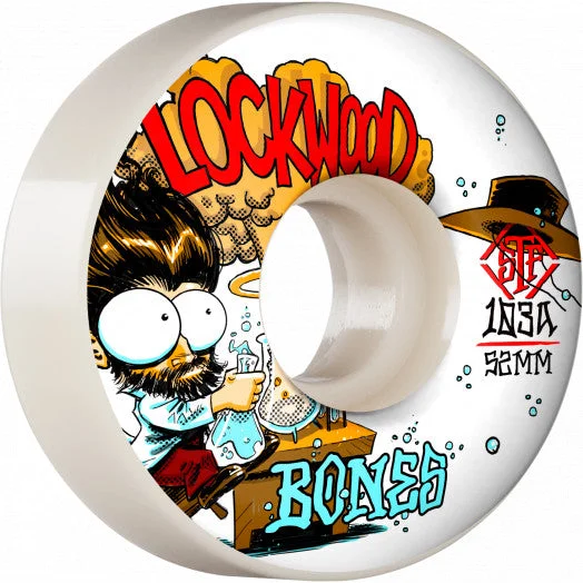 Custom Skateboard Wheels for Professional Park Riders-Bones - Pro STF Skateboard Wheels Lockwood Experi-Mental 52mm V3 Slims 103A