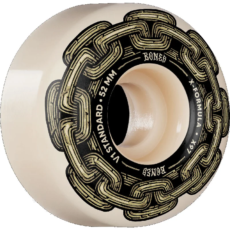 Custom Skateboard with High-Speed Wheels-Bones X-Formula Gold Chain Skateboard Wheels