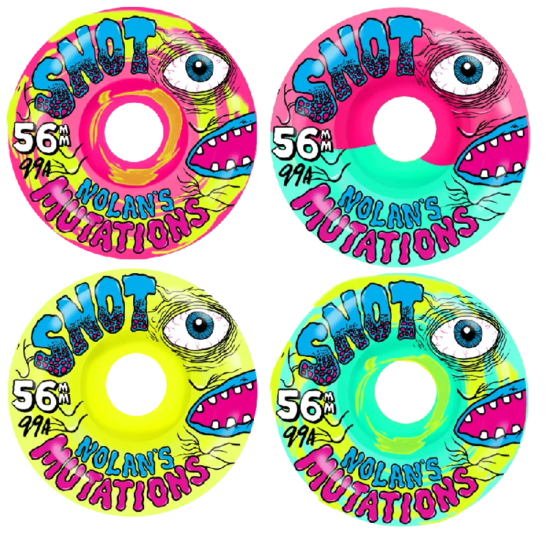 Custom Skateboard Wheels for Maximum Trick Precision-Snot Nolan Mutation Conical 99A 56mm Skateboard Wheels Multi Colored