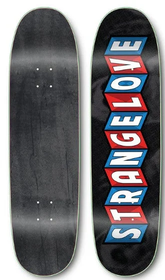 Custom Skateboard Deck with Extra Tail Flick for Performance-Strangelove Team Carousel Logo Black