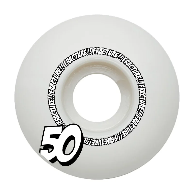 Custom Skateboard Wheels for Extreme Park and Street Skating-Fracture Comic Classic 50mm 100A Skateboard Wheels - White