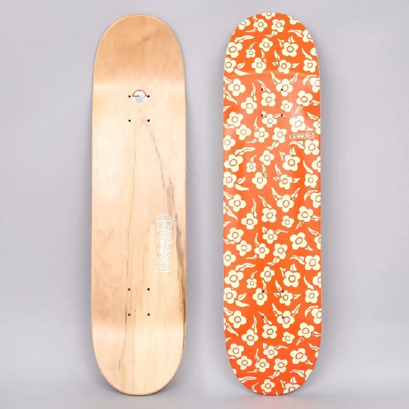 Custom Skateboard Deck with Reinforced Corners for Impact-Krooked Pp Deck Flowers Orange 8.06 In