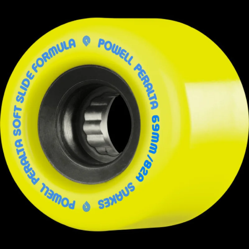 Custom Skateboard Wheels for Carving and Speed on Streets-Powell Peralta Snakes Skateboard Wheels 69mm 82a - Yellow