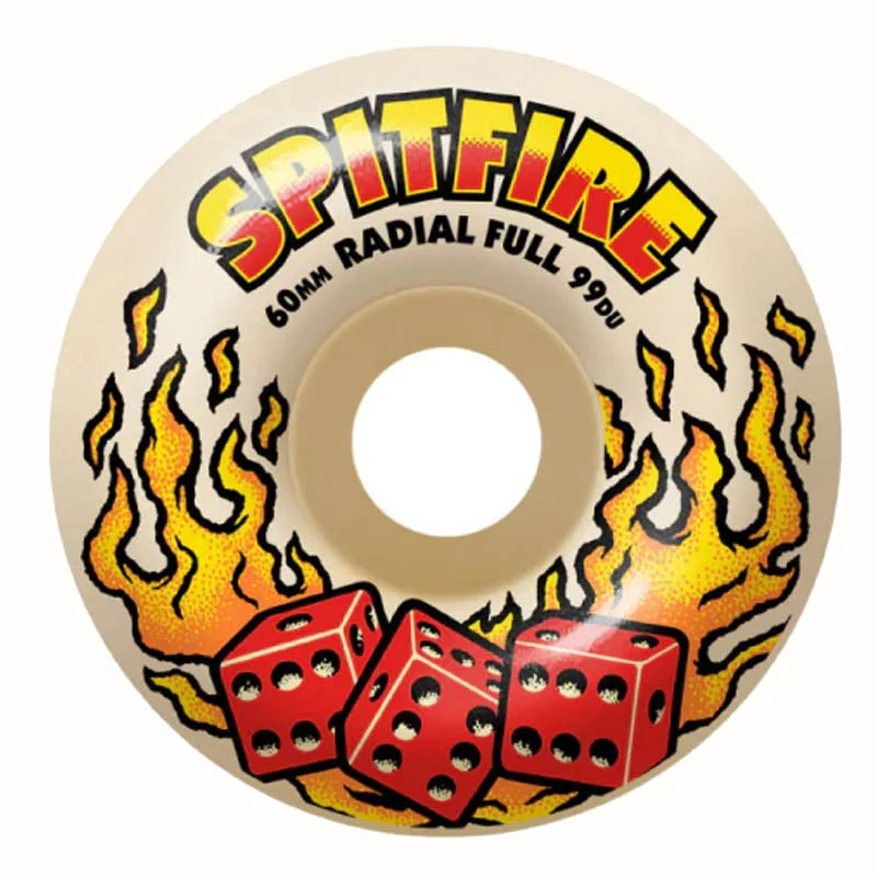 Custom Skateboard Wheels with Soft Tread for Grippy Performance-Spitfire Formula Four Skateboard Wheels F4 99 Hot Hand Radial Full Natural 60mm