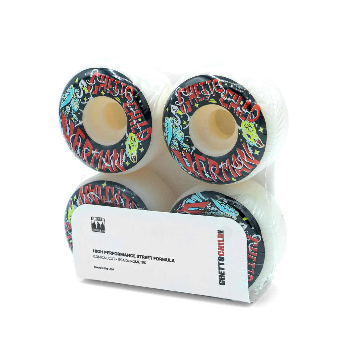 Custom Skateboard Wheels with Full-Sized and Stable Performance-Ghetto Child Bryan Herman Mojave 52mm 99a