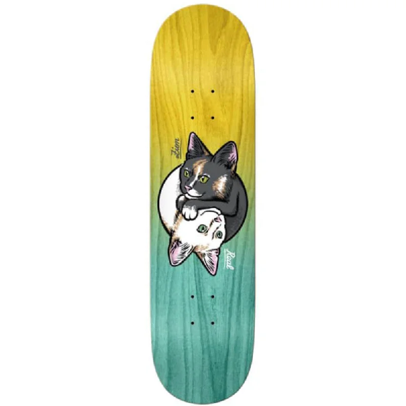 Custom Skateboard Deck for Smooth Curved Turns-Real Zion Yin Yang Kitty 8.25 - Skateboard Deck