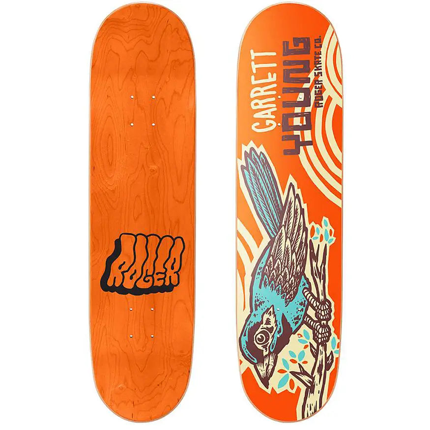 Custom Skateboard Deck with Full-Wrap Grip Tape-Roger Skate Co. Garrett Young Autumn Bird Deck 8.25