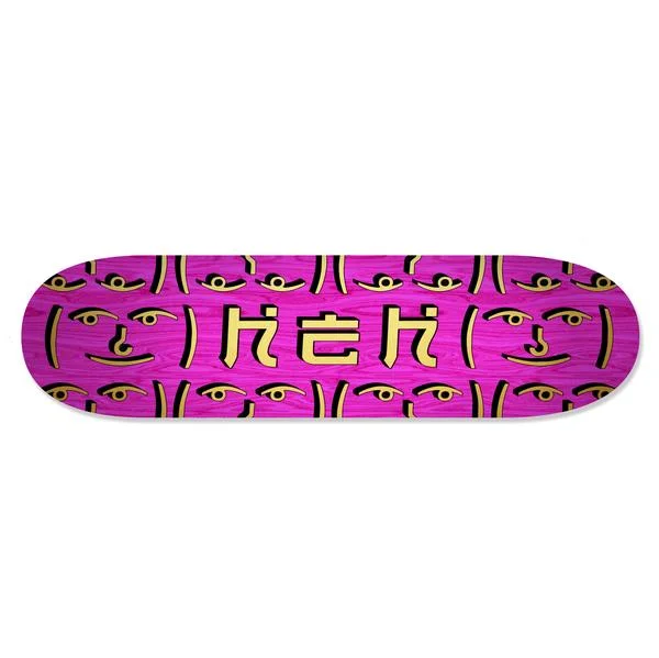 Custom Skateboard Deck with Extra Durability for Heavy Use-HEH OG Gold Logo Pink Top / Bottom - Skateboard Deck