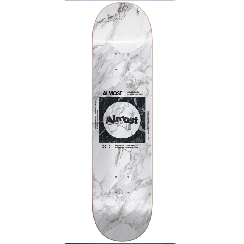 Custom Skateboard Deck with Reinforced Corners for Impact-Almost Minimalist R7 White 8.5 - Skateboard Deck